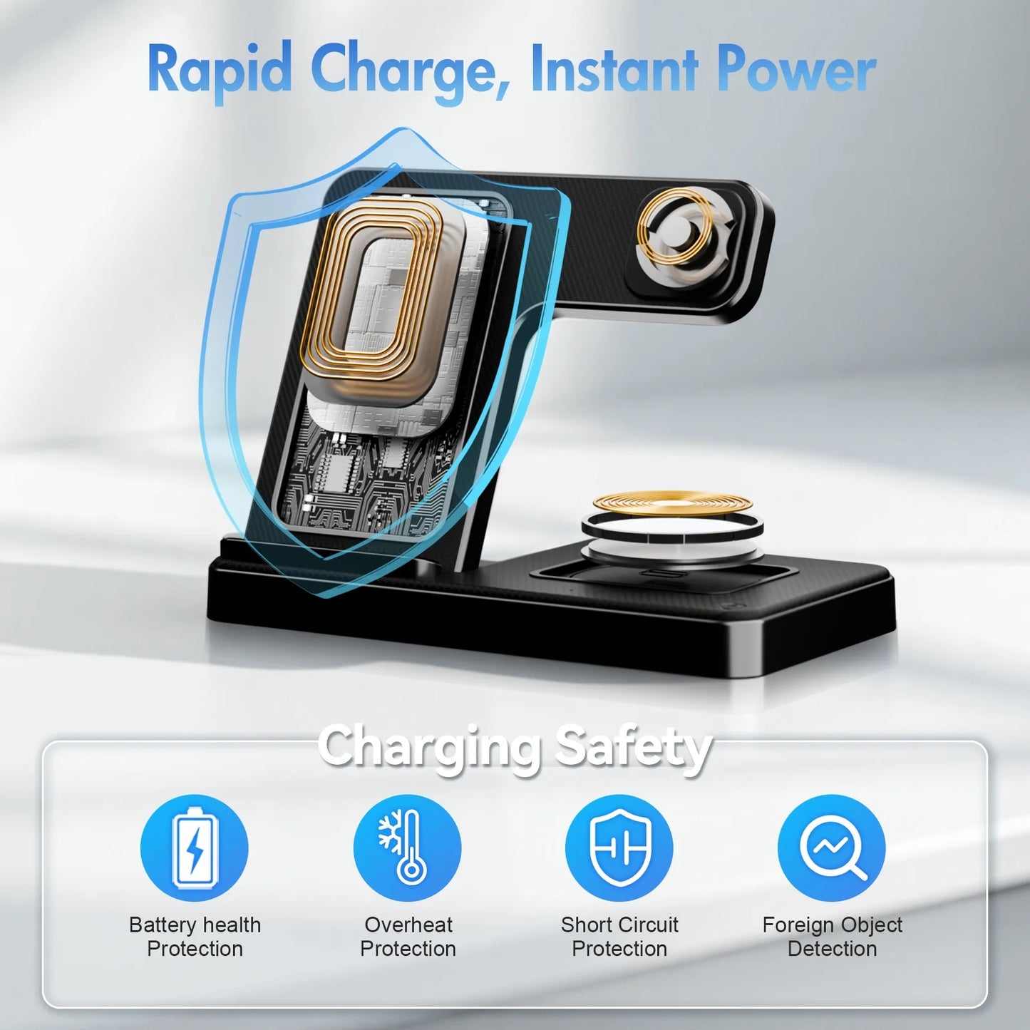 Charging Station, Wirelss Charger, Magnetic Charging Station Compatible with Iphone 16 15 14 13 12 11 Pro Max XS XR, for Iwatch Series 9 8 7 6 5 4 3 2 SE, for Airpods 3 2 Pro